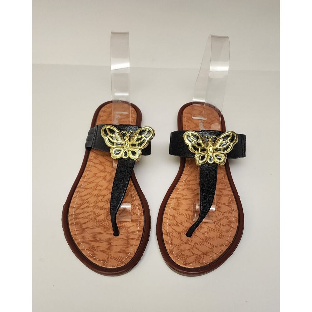 Women's Flip Flops Thong Slip On Casual Butterfly Decoration Sandals Shoes 8.5